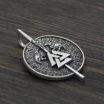 Viking Valknut Pendant Necklace with Spear Symbol