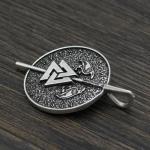 Viking Valknut Pendant Necklace with Spear Symbol