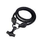 Thor's Hammer Necklace with Wolf Head Chain
