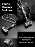 Viking Thor Hammer Necklace with Valknut Pendant