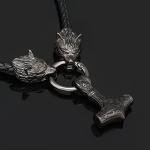Thor's Hammer Necklace with Wolf Head Chain