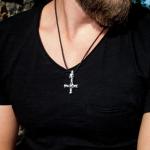 Viking Wolf Cross Necklace in 925 Silver