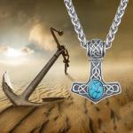 Thor’s Hammer Necklace in 925 Silver with Turquoise