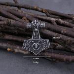 Viking Thor Hammer Necklace with Vegvisir Pendant