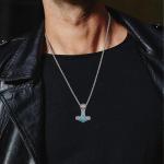 Thor’s Hammer Necklace in 925 Silver with Turquoise