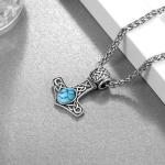 Thor’s Hammer Necklace in 925 Silver with Turquoise