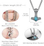 Thor’s Hammer Necklace in 925 Silver with Turquoise