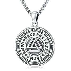 Valknut Pendant Necklace in 925 Sterling Silver
