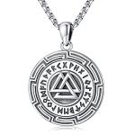 Valknut Pendant Necklace in 925 Sterling Silver