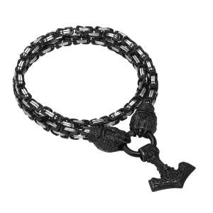 Thor's Hammer Necklace with Vegvisir and Valknut