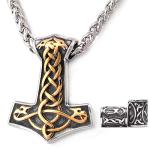 Gold & Silver Thor Hammer Pendant Necklace