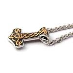 Gold & Silver Thor Hammer Pendant Necklace