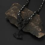 Thor's Hammer Necklace with Vegvisir and Valknut