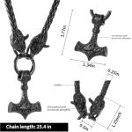 Viking Wolf Necklace with Thor’s Hammer Pendant