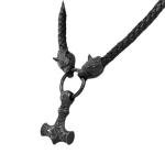 Viking Wolf Necklace with Thor’s Hammer Pendant