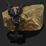 Viking Wolf Necklace with Thor’s Hammer Pendant