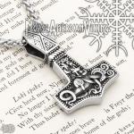 Viking Thor's Hammer Jormungandr Steel Necklace