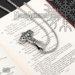 Viking Thor's Hammer Jormungandr Steel Necklace