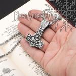 Viking Thor's Hammer Jormungandr Steel Necklace