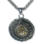 Viking Valknut Pendant Necklace with Nidhogg Serpent