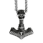 Viking Thor Hammer Necklace with Valknut Runes