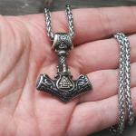 Tiwaz Rune Mjolnir Necklace in Silver
