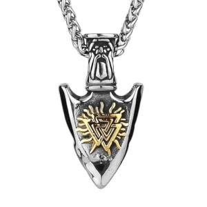 Valknut Arrowhead Pendant Necklace for Men