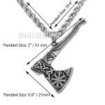 Viking Axe Pendant Necklace with Valknut and Vegvisir