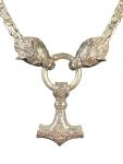 Wolf Head Norse Viking Thor Mjolnir Necklace