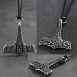 Thor's Hammer Pendant Necklace with Viking Runes