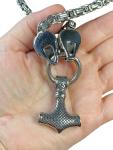 Wolf Head Norse Viking Thor Mjolnir Necklace