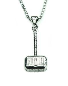 Thor's Hammer Pendant with Box Chain, Stainless Steel