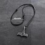 Thor's Hammer Pendant Necklace with Viking Runes