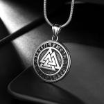 Thor's Hammer Talisman Necklace with Valknut and Vegvisir