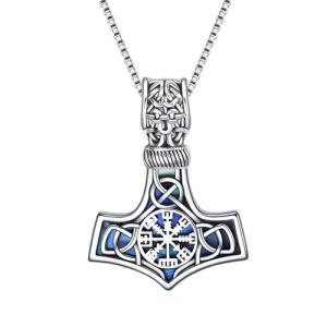 Thor's Hammer Necklace with Abalone Shell & Vegvisir