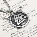 Viking Shield Valknut Stainless Steel Pendant Necklace