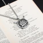 Viking Shield Valknut Stainless Steel Pendant Necklace