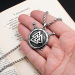 Viking Shield Valknut Stainless Steel Pendant Necklace