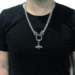 Men's Viking Thor's Hammer and Bear Claw Necklace