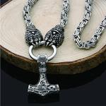 Men's Viking Thor's Hammer and Bear Claw Necklace