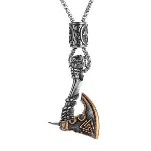 Viking Axe Pendant Necklace in Antique Silver Bronze