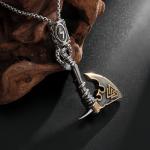Viking Axe Pendant Necklace in Antique Silver Bronze