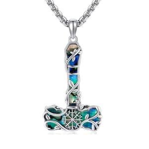 Thor's Hammer Necklace with Abalone Shell Pendant