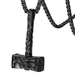 Viking Thor Hammer Pendant Necklace in Stainless Steel