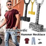 Viking Thor Hammer Pendant Necklace in Stainless Steel