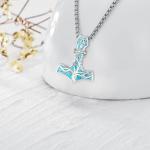 Thor Hammer Necklace with Tree of Life Pendant