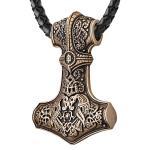 Mjolnir Pendant Necklace with Ravens - Viking Style