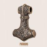 Mjolnir Pendant Necklace with Ravens - Viking Style