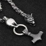 Viking Wolf Head Amulet Necklace with Gift Bag
