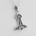 Sterling Silver Thor's Hammer Pendant - Norse Jewelry